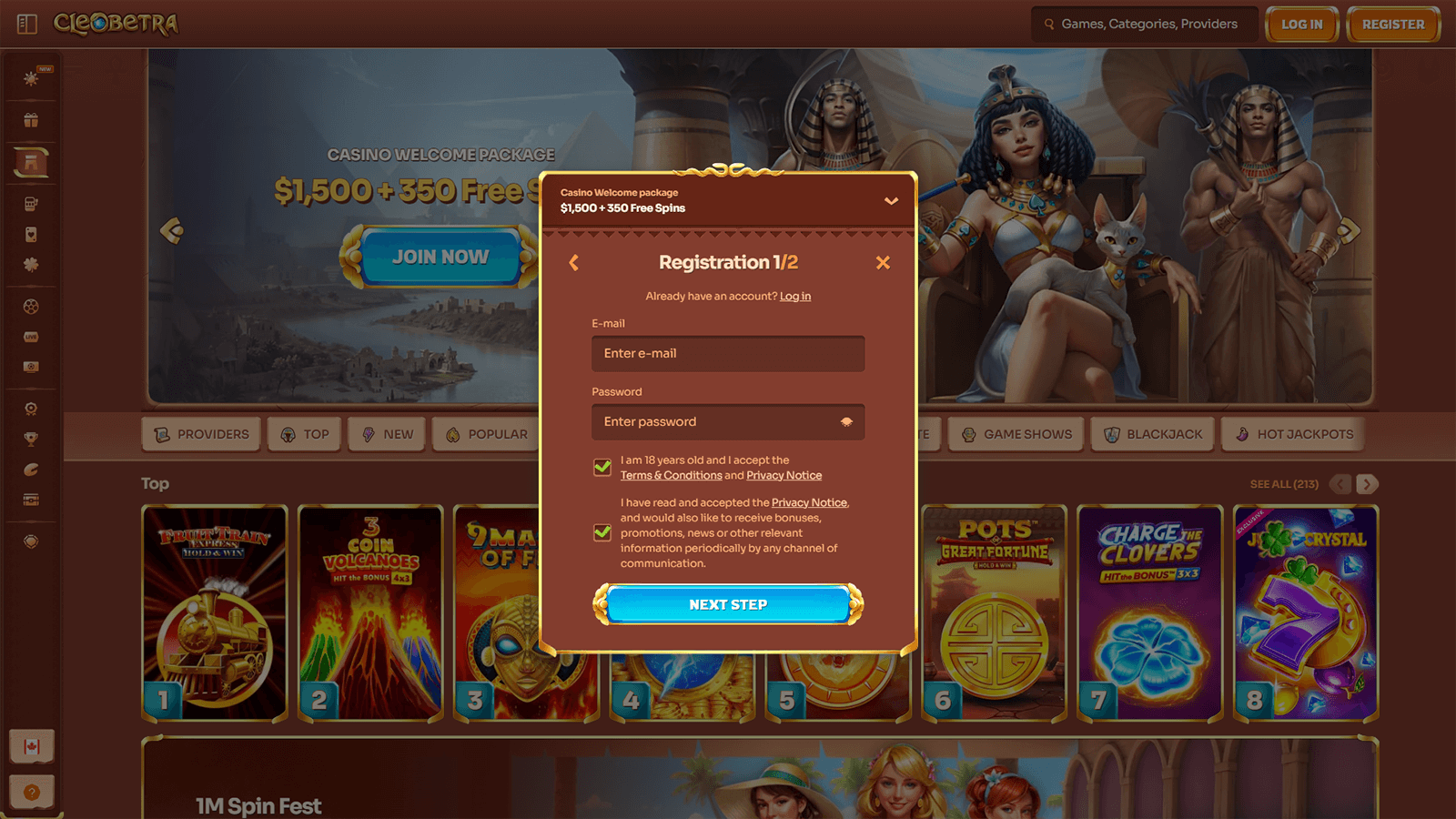 Cleobetra Casino Registration